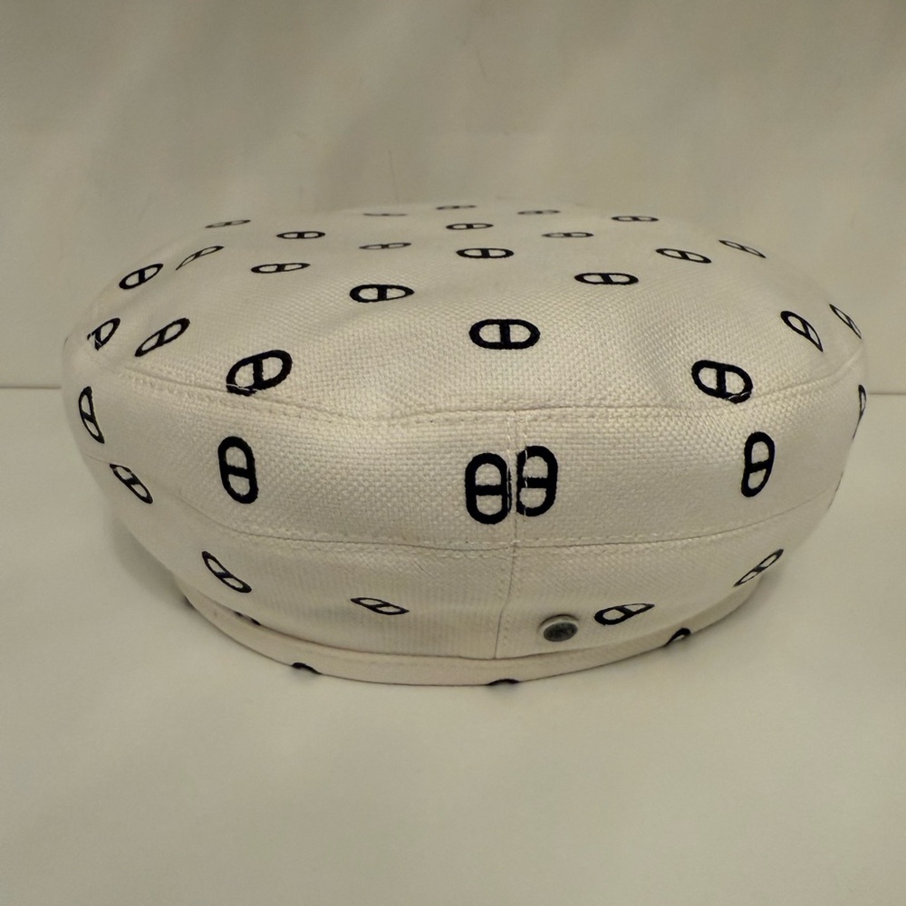 Hermes White and Black Patterned Hat
